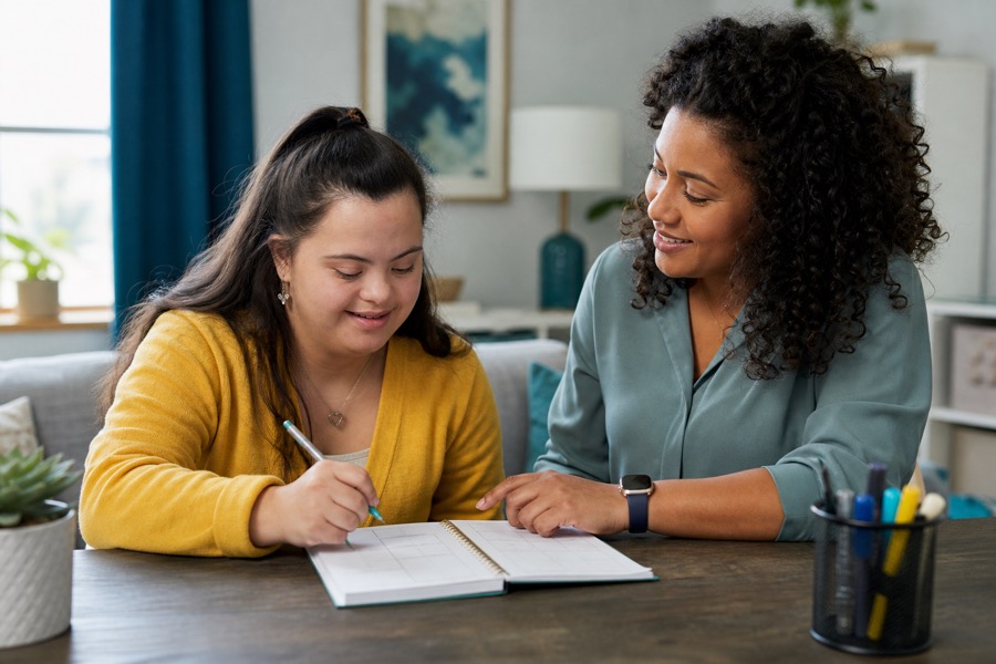 Young adult receiving one-on-one individual support