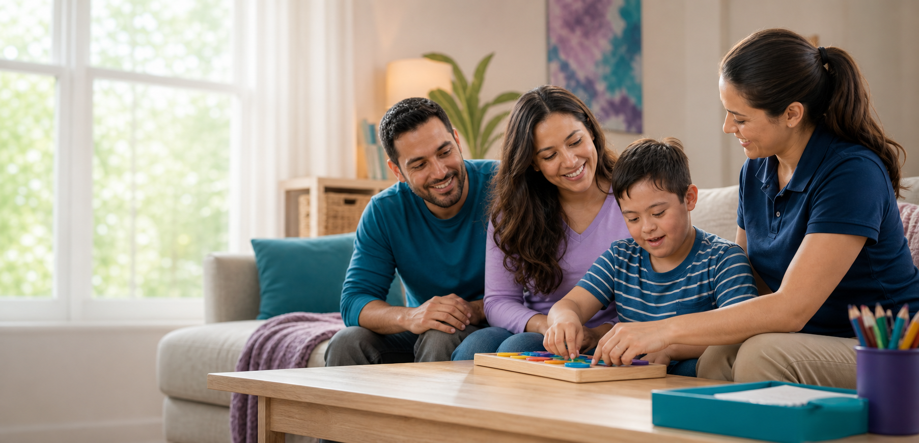 Family and caretaker working together during support